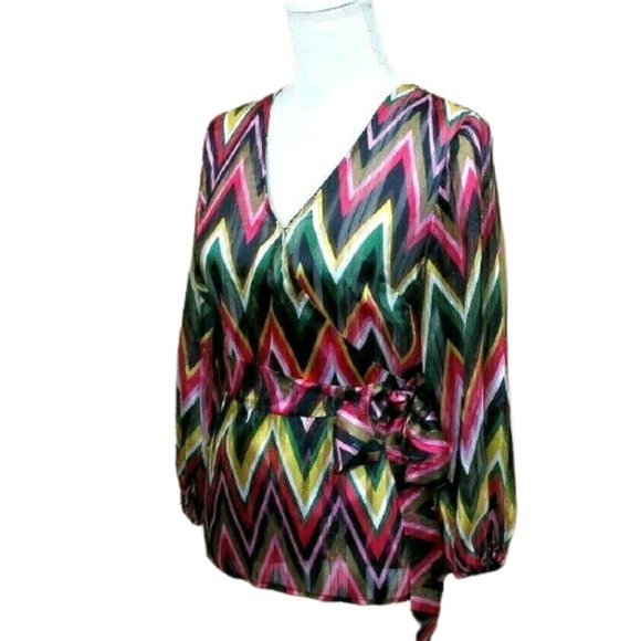 Inc International Concepts Chevron Faux Wrap Top S - Picture 8 of 9